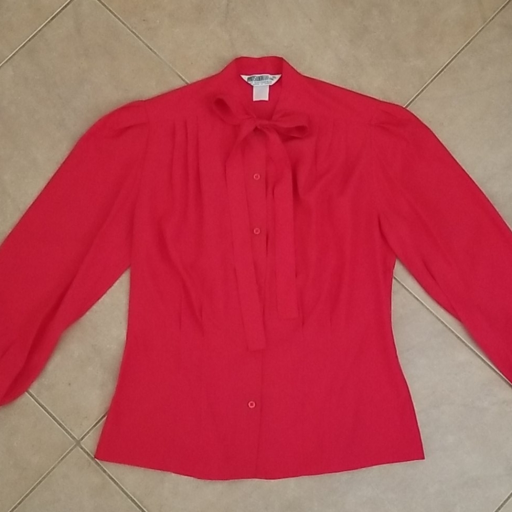 VTG 80s Secretary Red Blouse